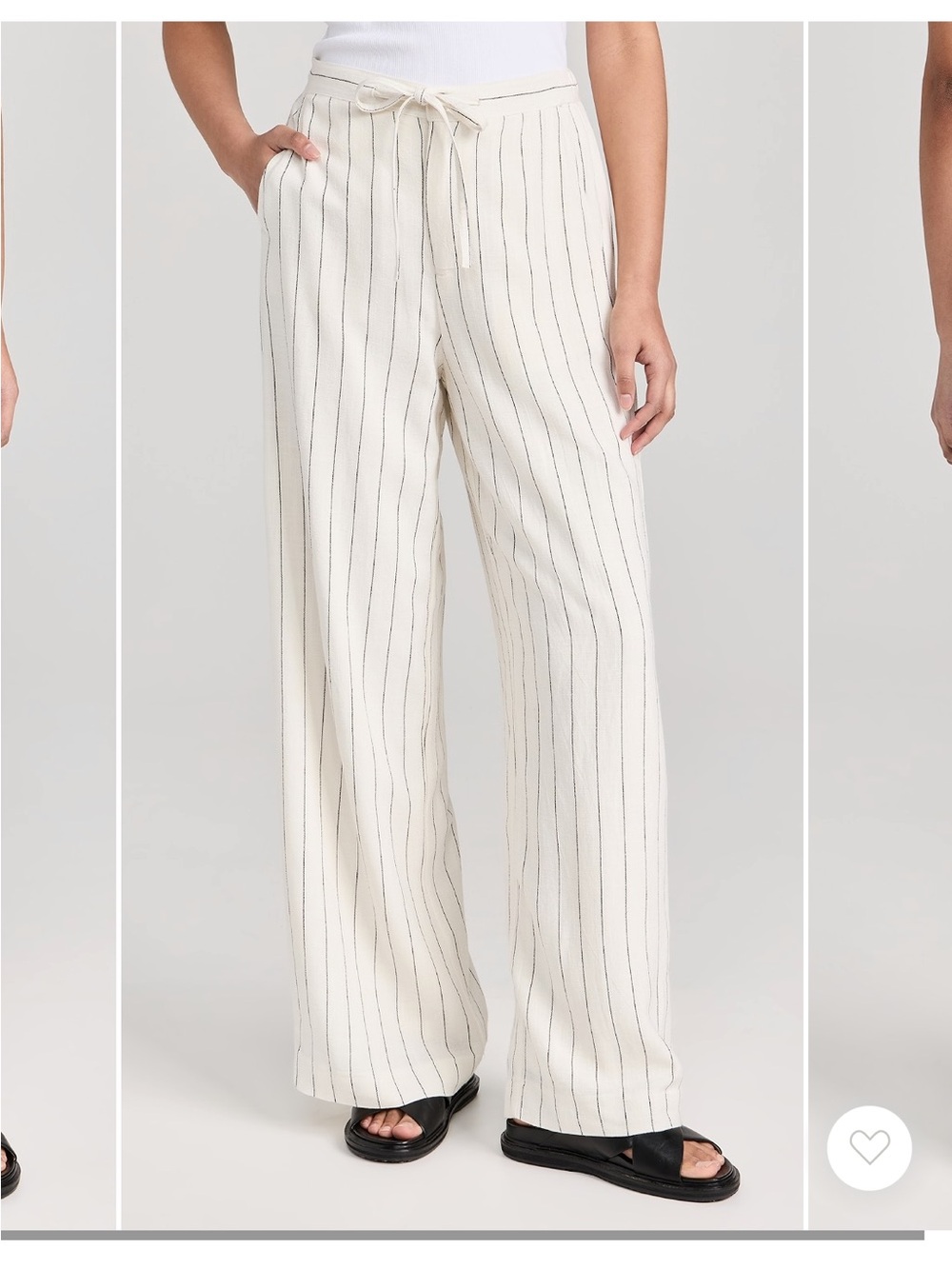 Z Supply Ivory Pinstripe Wide-Leg Drawstring Pants